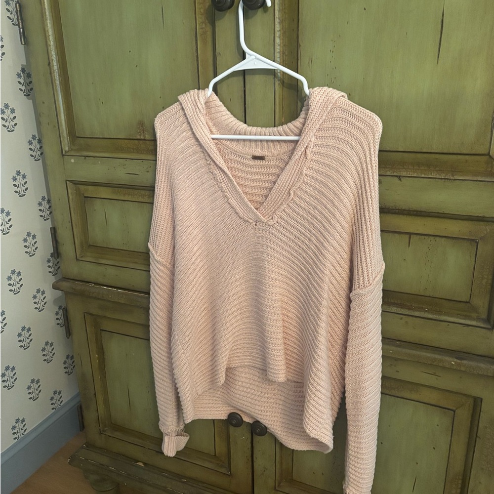 Free People Pink V-Neck Sweater
